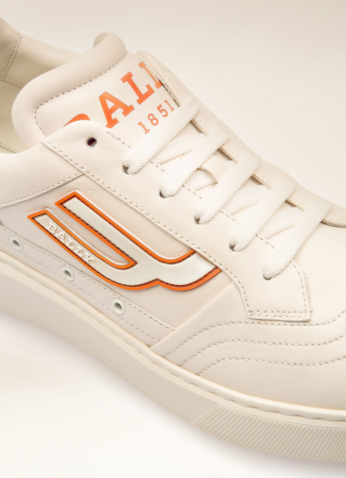 Triumph Leather Sneakers In White & Orange