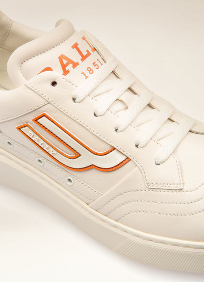 Triumph Leather Sneakers In White & Orange