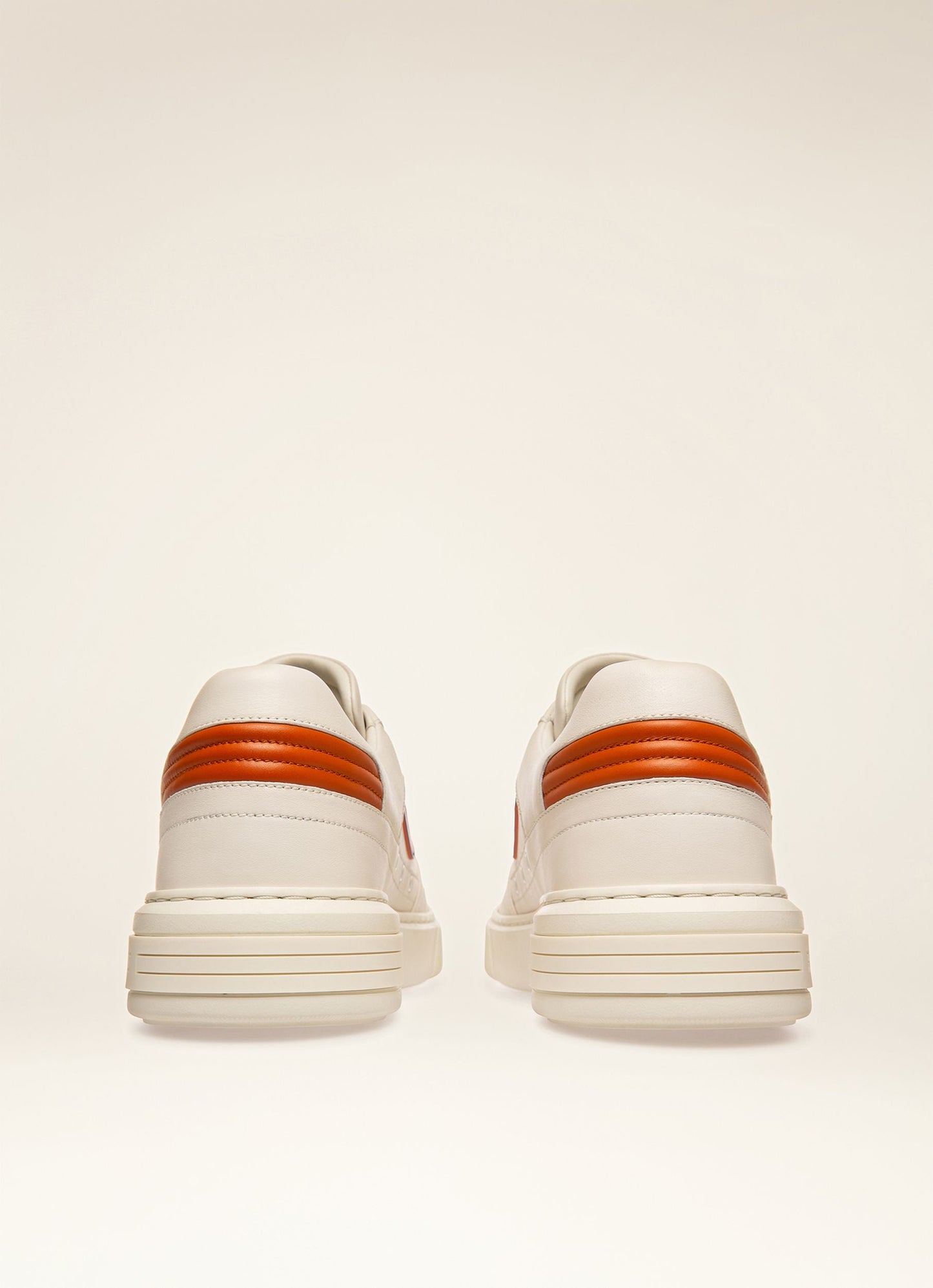 Triumph Leather Sneakers In White & Orange
