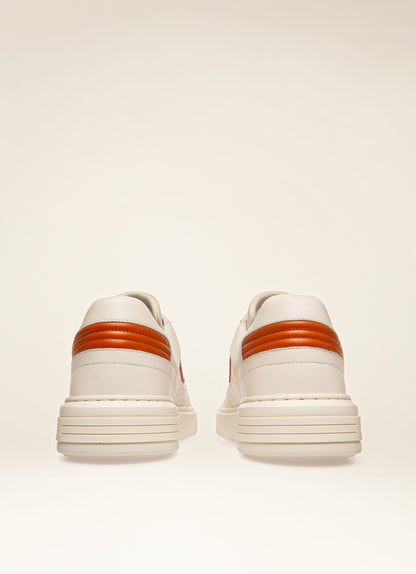 Triumph Leather Sneakers In White & Orange