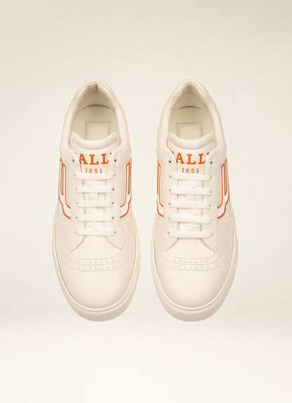 Triumph Leather Sneakers In White & Orange