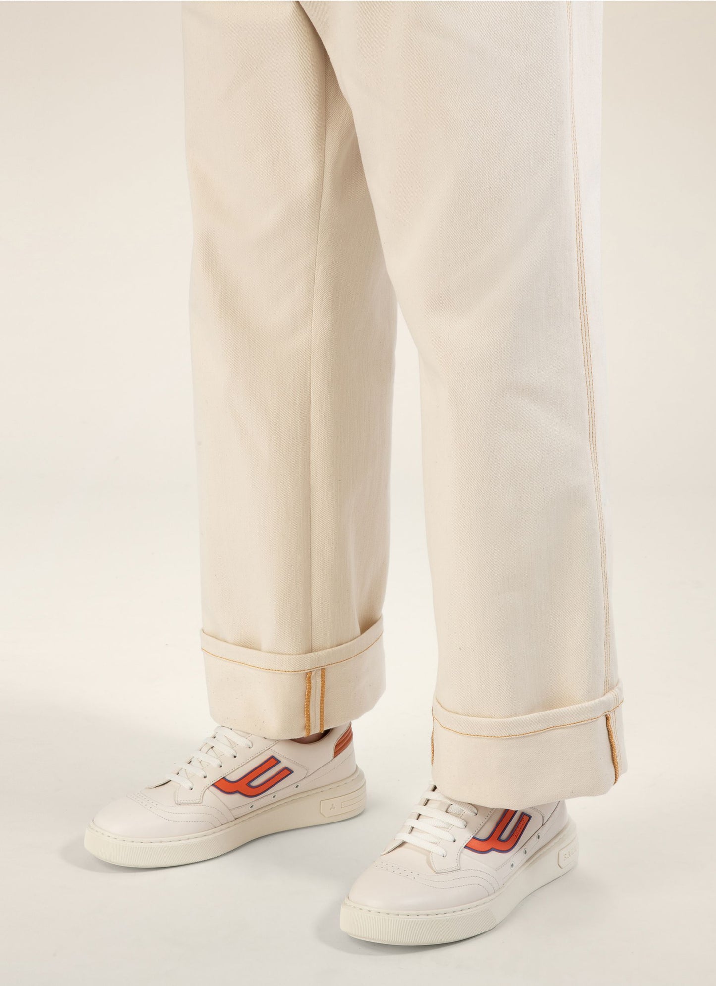 Triumph Leather Sneakers In White & Orange