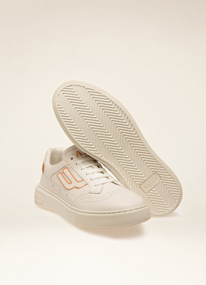 Triumph Leather Sneakers In White & Orange