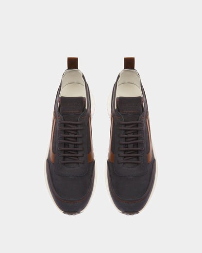 Darys Leather Sneakers In Midnight And Brown
