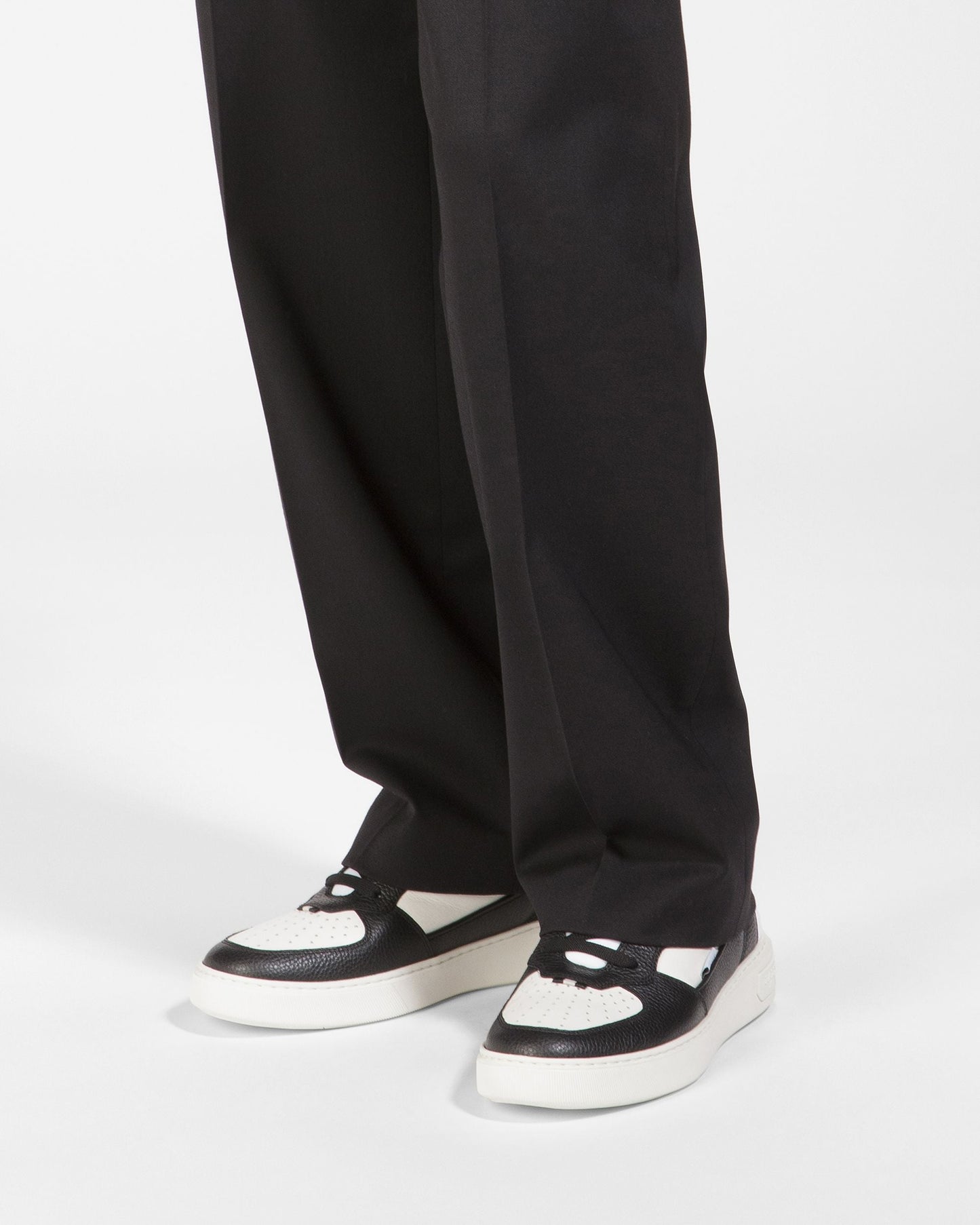 Martyn Leather And Fabric Sneakers In Black And White