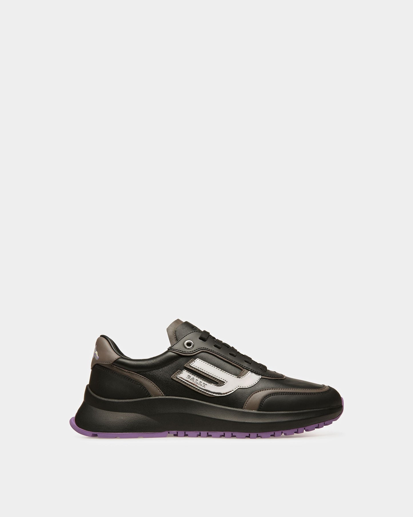 Demmy Leather Sneakers In Black And Dark Mineral