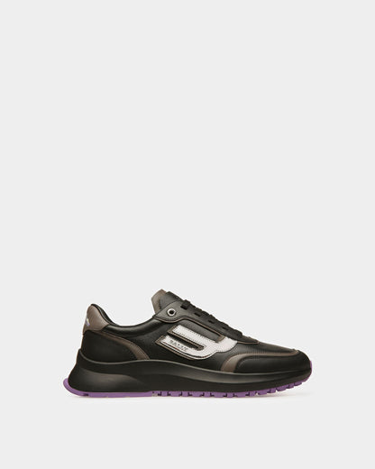 Demmy Leather Sneakers In Black And Dark Mineral
