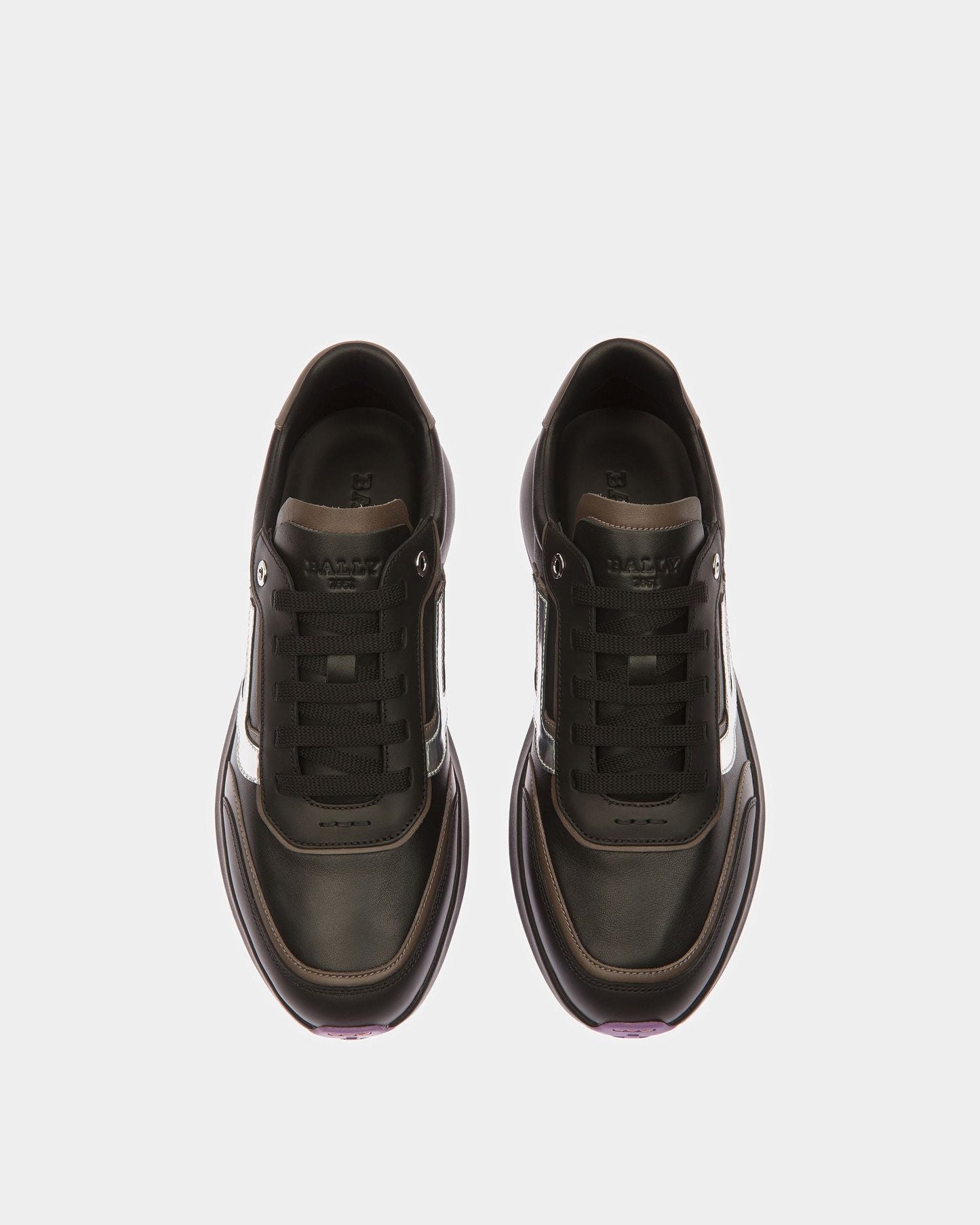 Demmy Leather Sneakers In Black And Dark Mineral