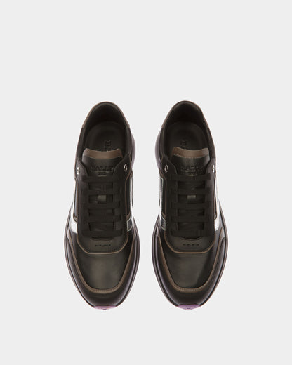 Demmy Leather Sneakers In Black And Dark Mineral