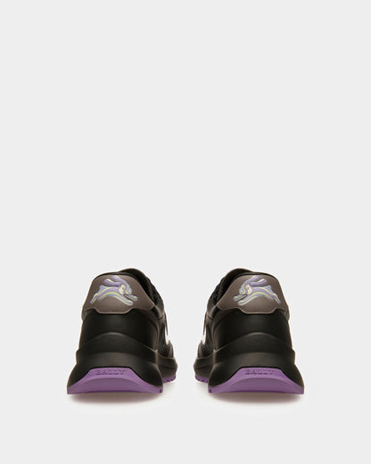Demmy Leather Sneakers In Black And Dark Mineral
