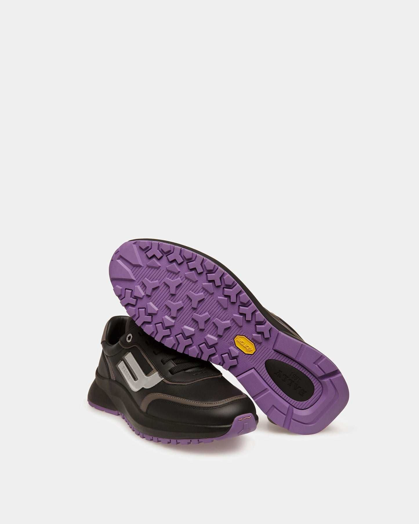 Demmy Leather Sneakers In Black And Dark Mineral