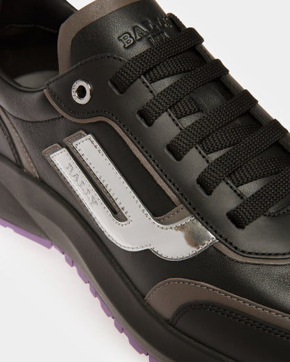 Demmy Leather Sneakers In Black And Dark Mineral