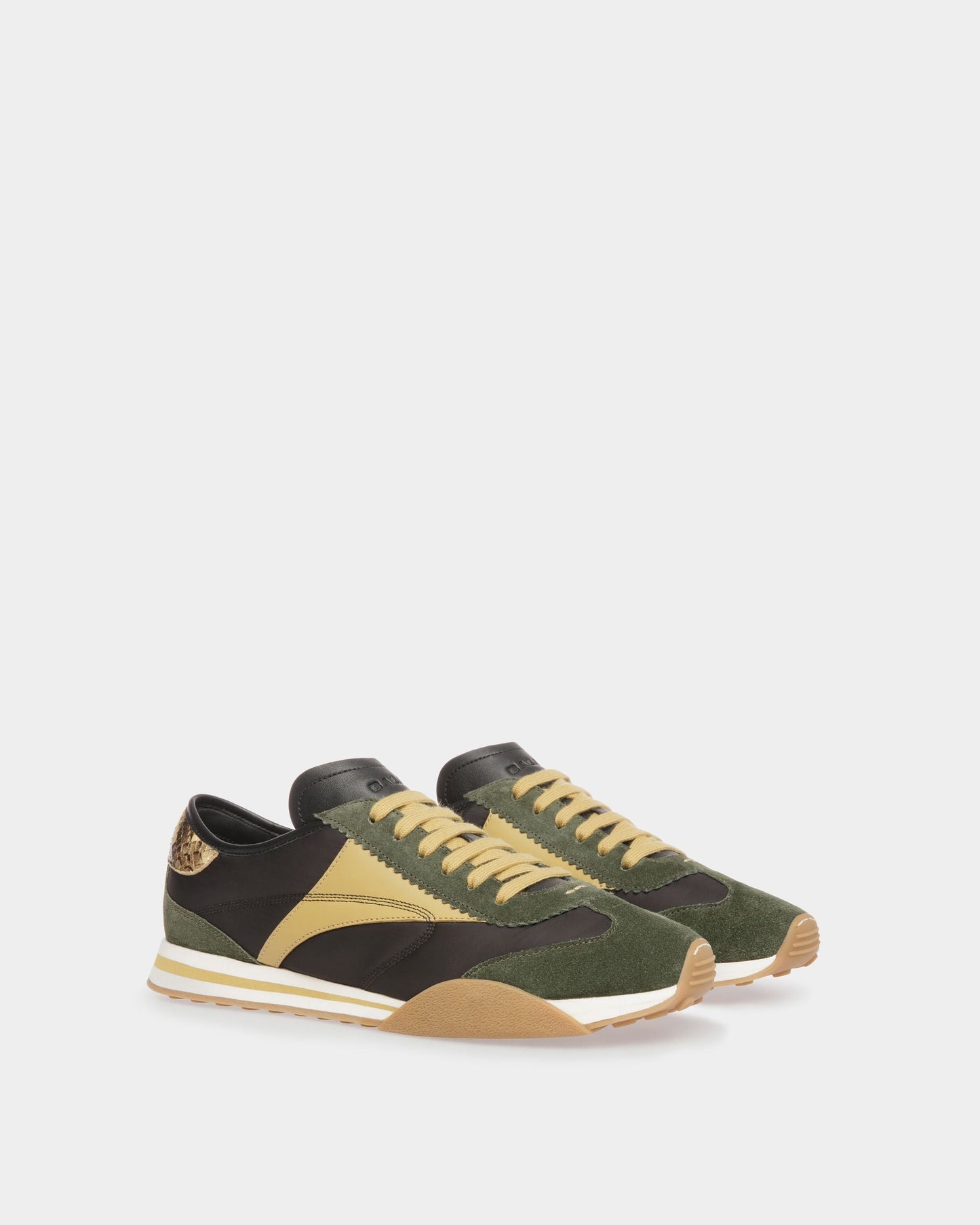 Sussex Sneakers In Green And Black Leather And Fabric