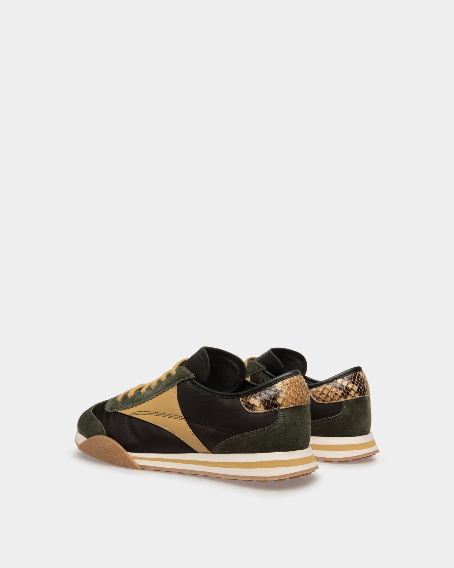 Sussex Sneakers In Green And Black Leather And Fabric