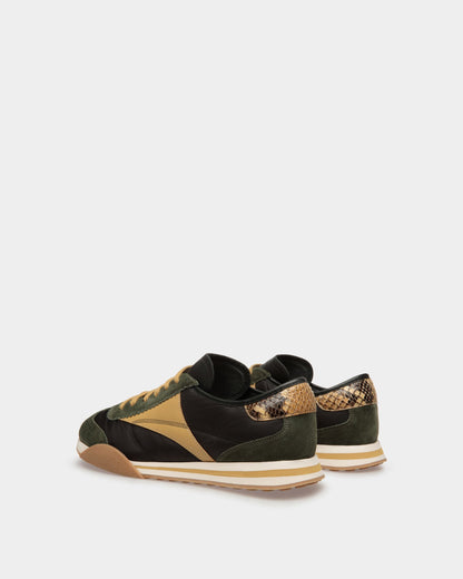 Sussex Sneakers In Green And Black Leather And Fabric