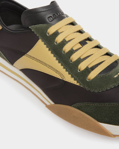 Sussex Sneakers In Green And Black Leather And Fabric