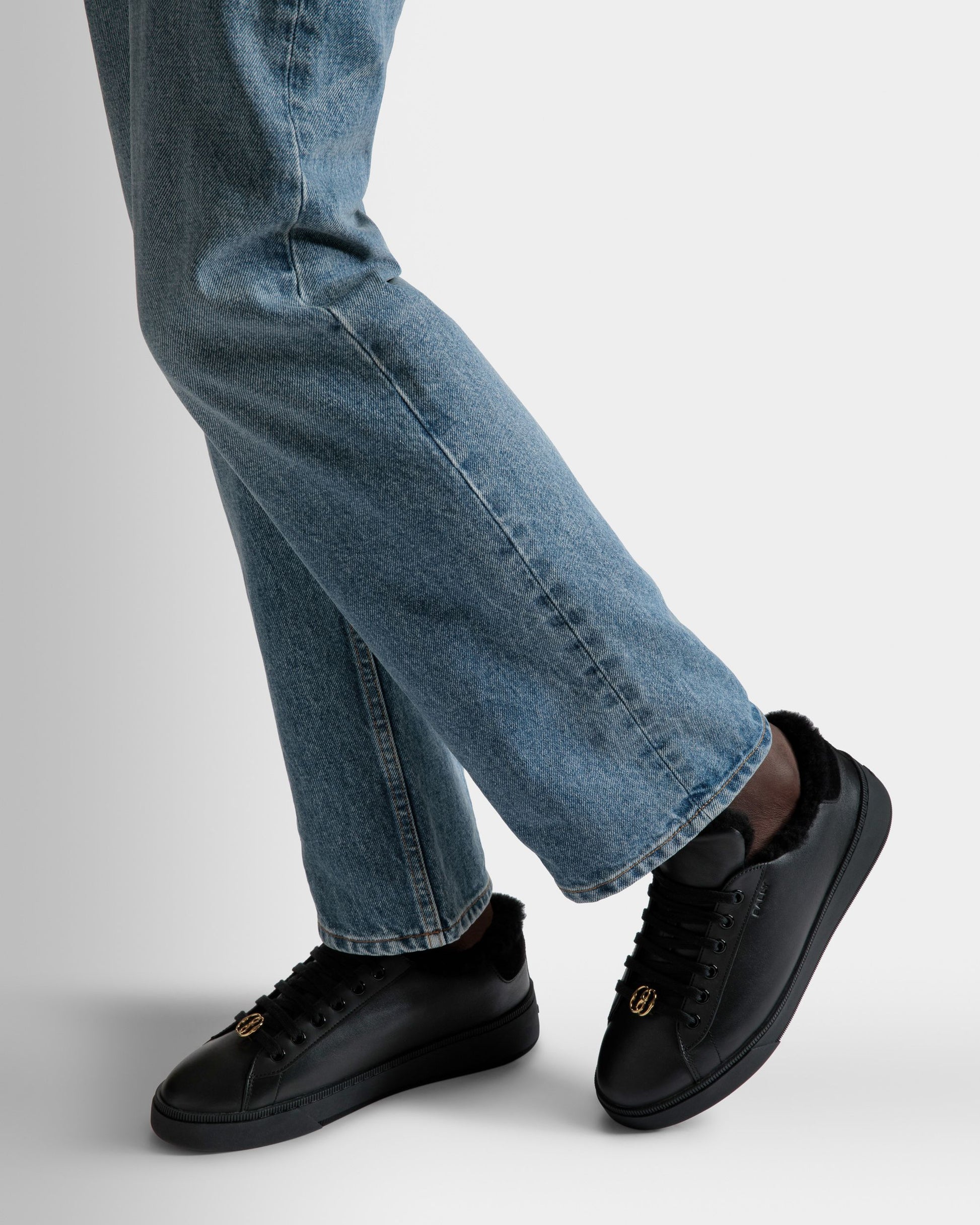 Ryver | Men's Sneakers | Black Leather | Bally | On Model Close Up