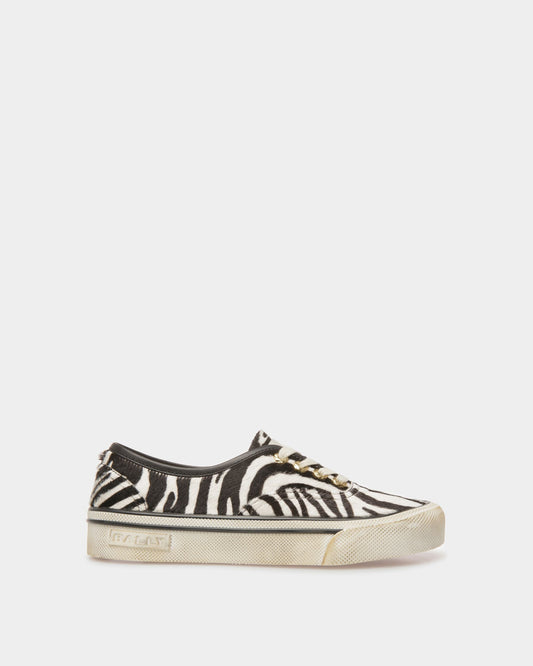 Santa Ana Sneakers In White And Black Haircalf Leather