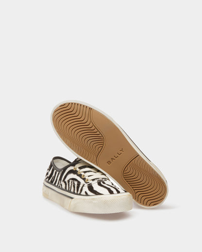 Santa Ana Sneakers In White And Black Haircalf Leather