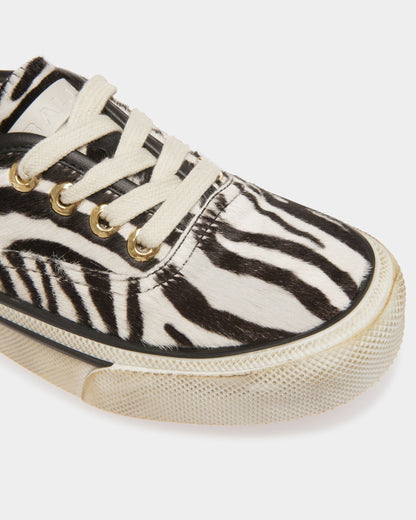 Santa Ana Sneakers In White And Black Haircalf Leather