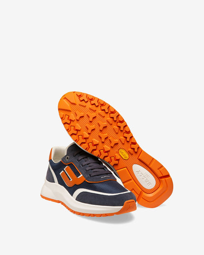 Demmy Mesh & Leather Sneakers In Navy & White