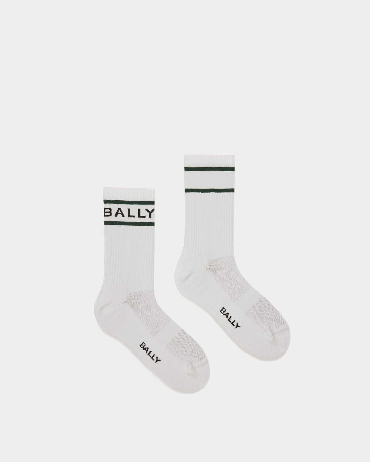 Bally Stripe Socks In White And Green