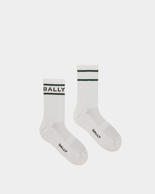Bally Stripe Socks In White And Green