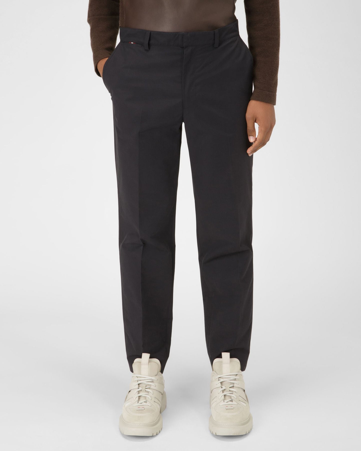 Mixed Cotton Chino Pants In Black