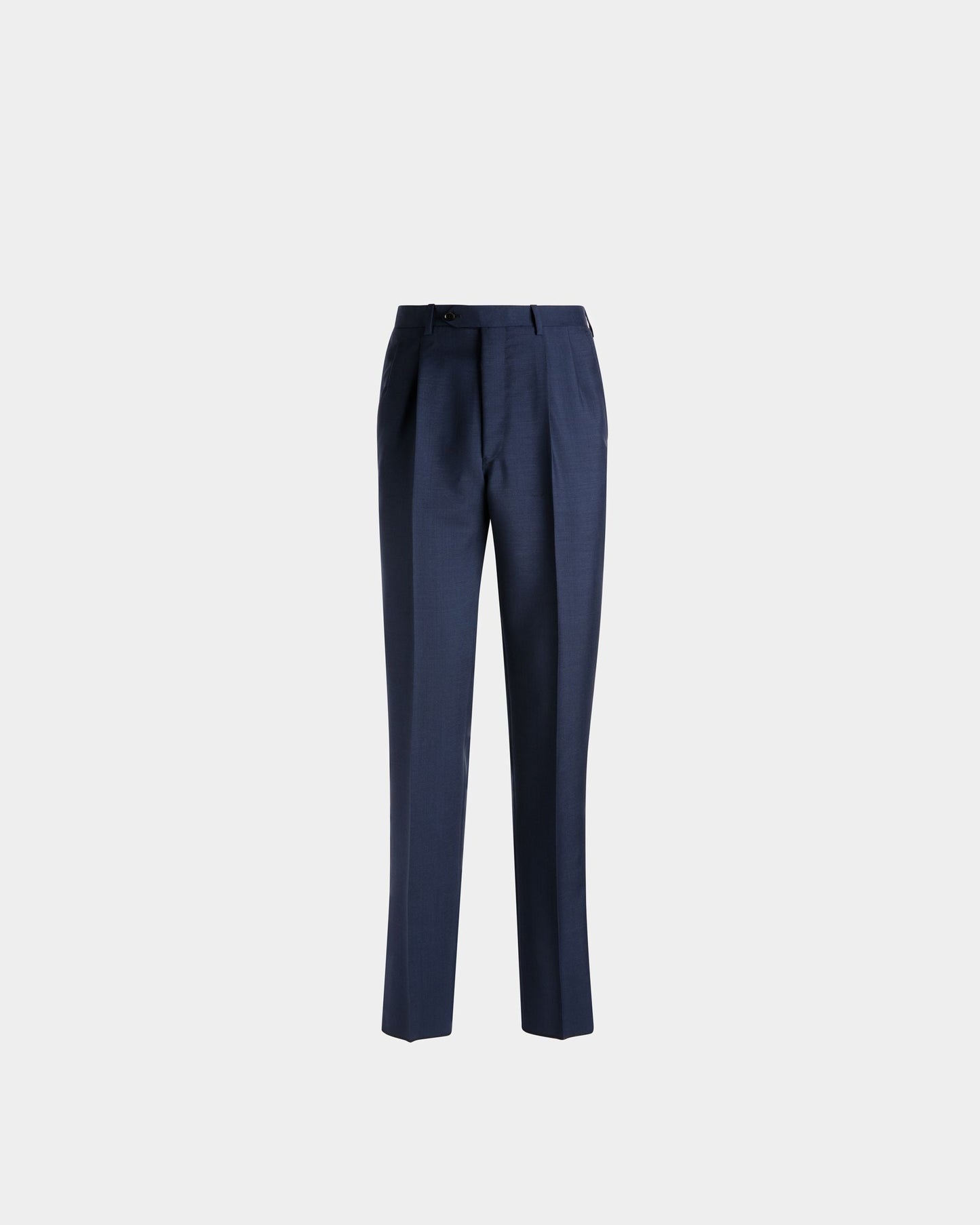 Wool Mix Straight Pants In Navy