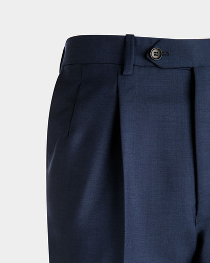Wool Mix Straight Pants In Navy