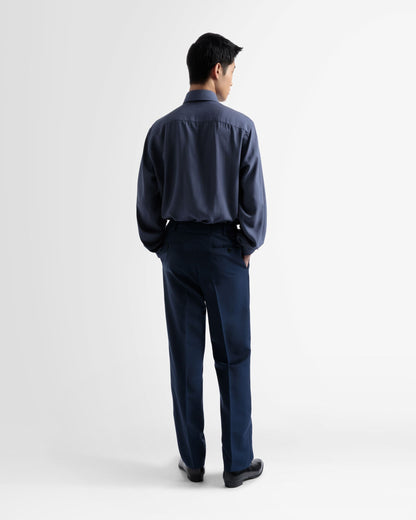 Wool Mix Straight Pants In Navy