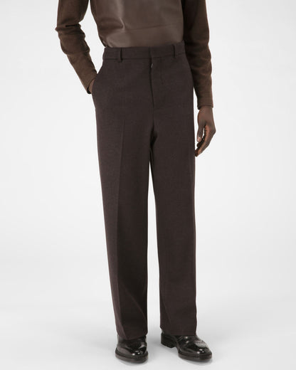 Wool Trousers In Ebony Brown