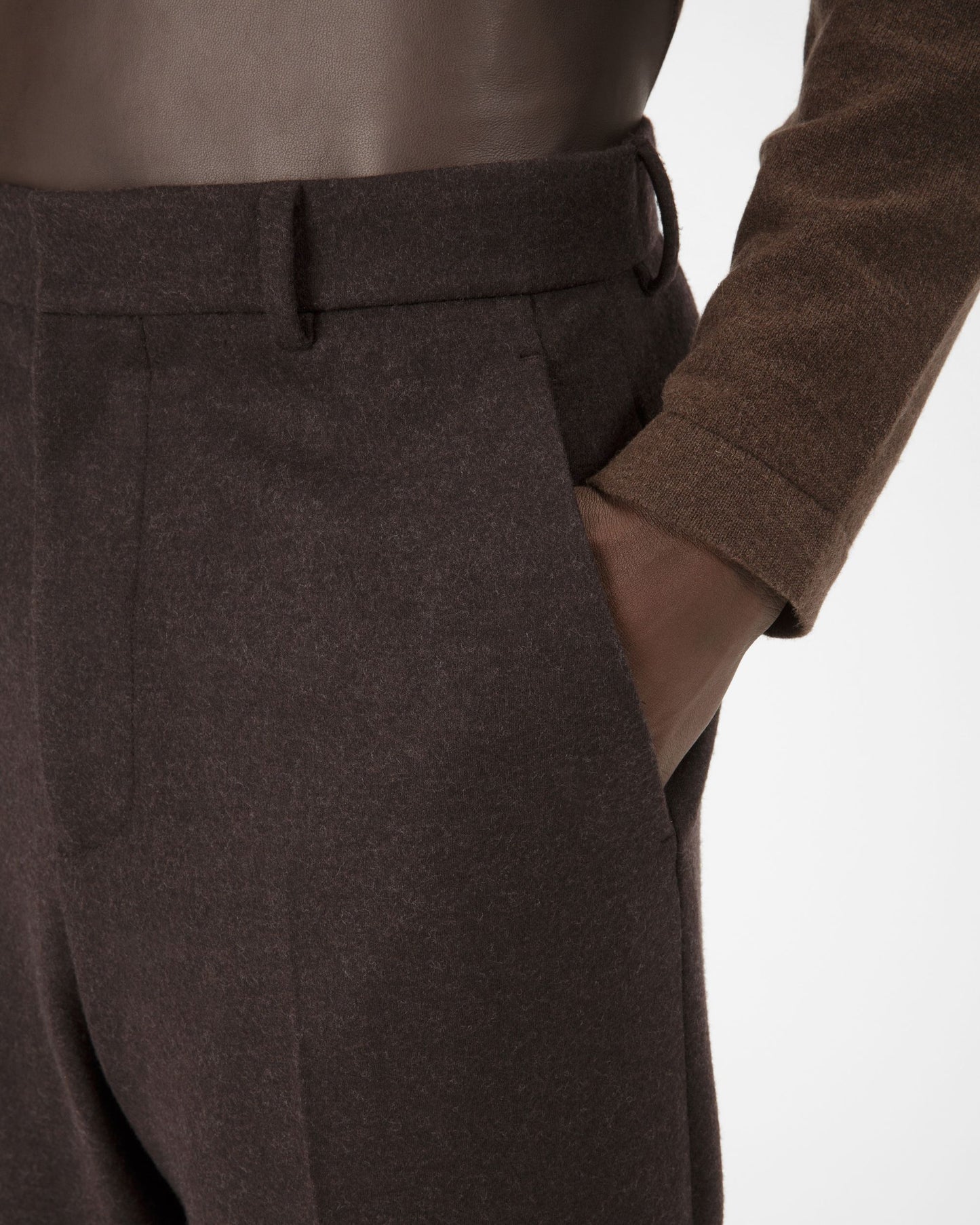 Wool Trousers In Ebony Brown