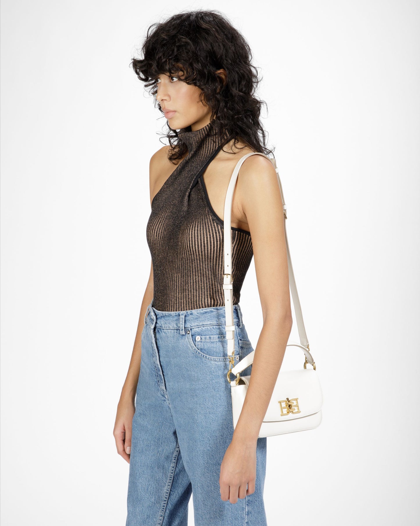 Brodye Leather Crossbody Bag In Bone
