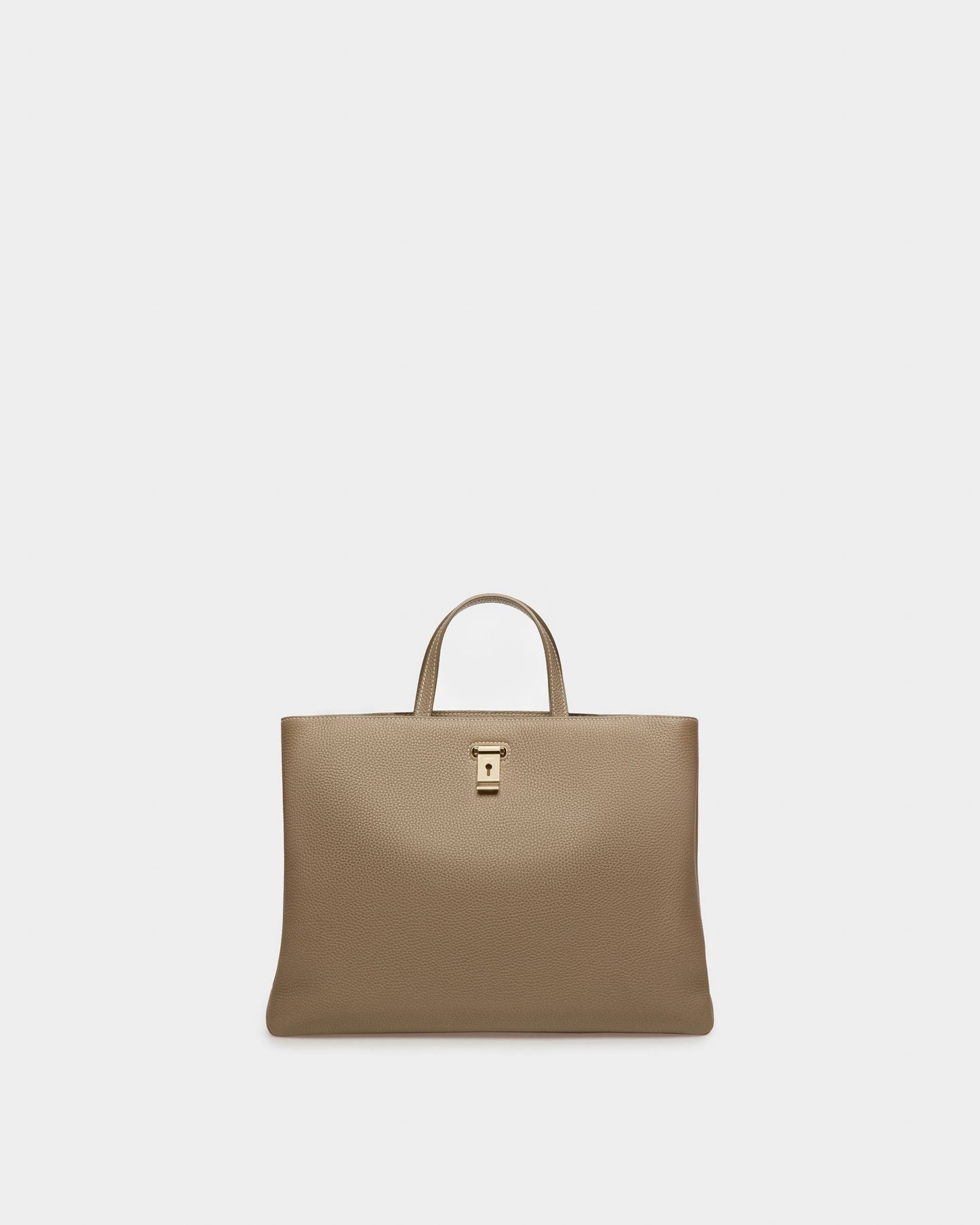 Lock Me Tote Bag In Light Brown Leather