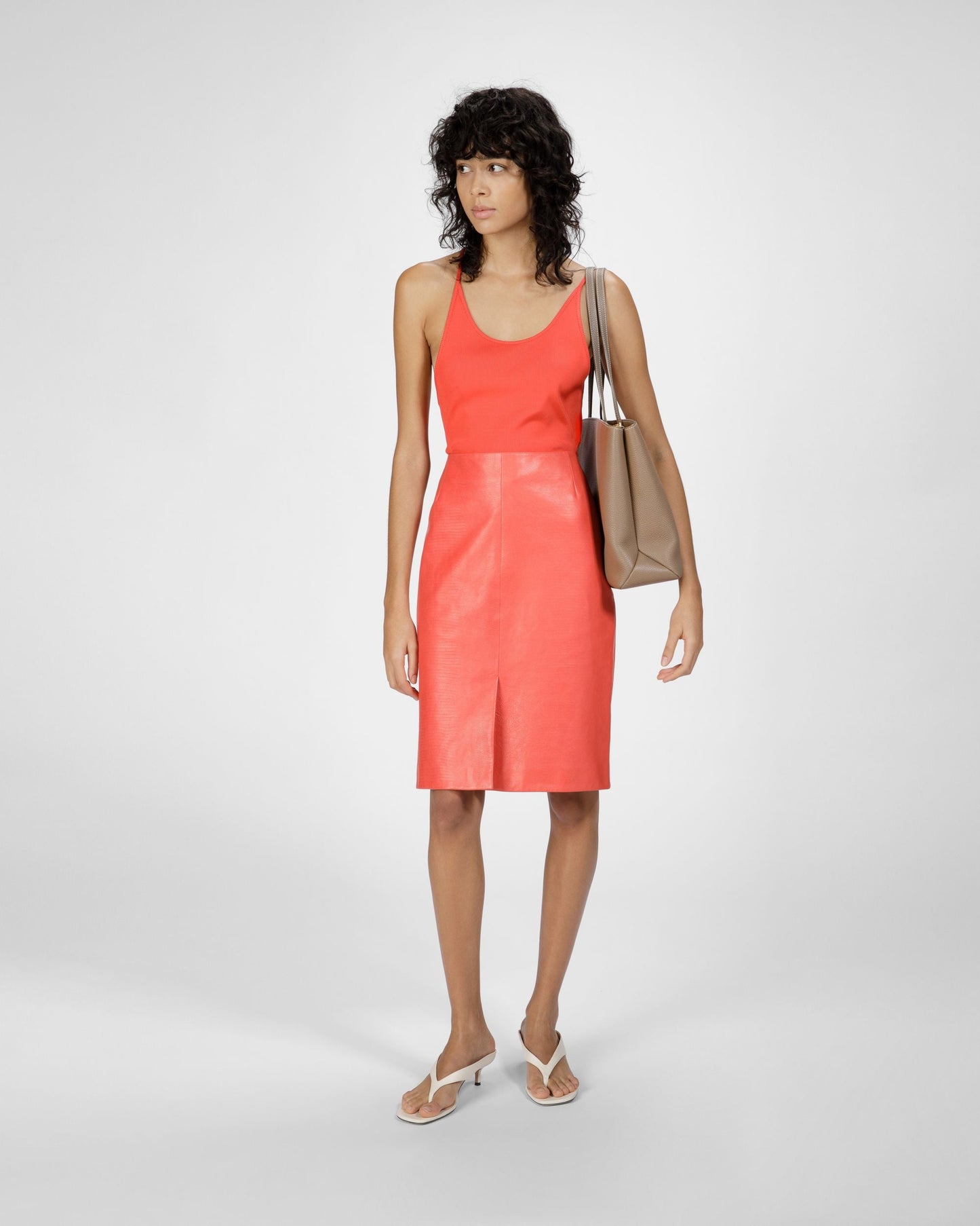 Lock Me Tote Bag In Light Brown Leather