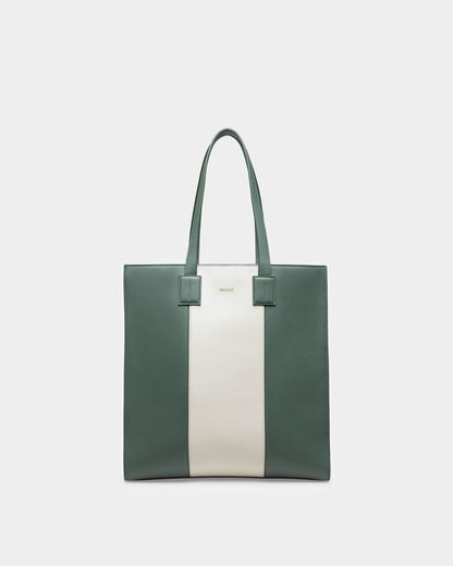 Crystalia Leather Tote In Sage And Bone