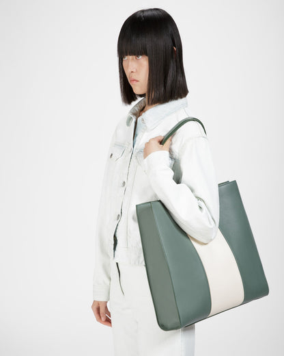 Crystalia Leather Tote In Sage And Bone