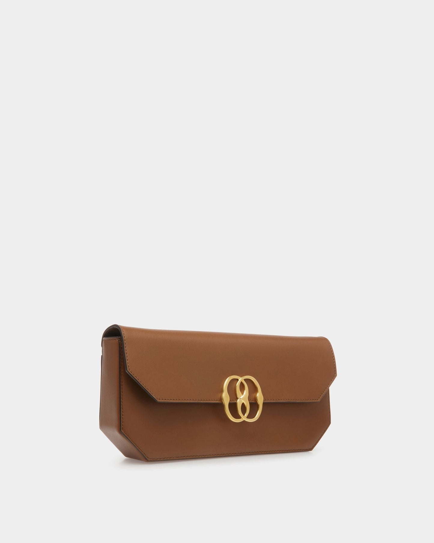 Emblem Folio | Women's Shoulder Bag | Brown Leather | Bally | Still Life 3/4 Front