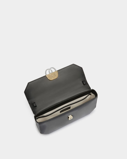 Emblem Shoulder Bag In Black Leather