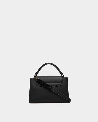 Layka Leather Top Handle Bag In Black