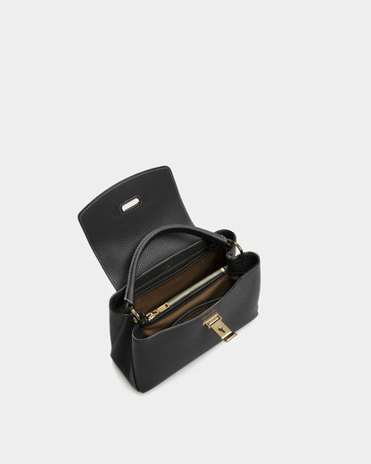 Layka Leather Top Handle Bag In Black