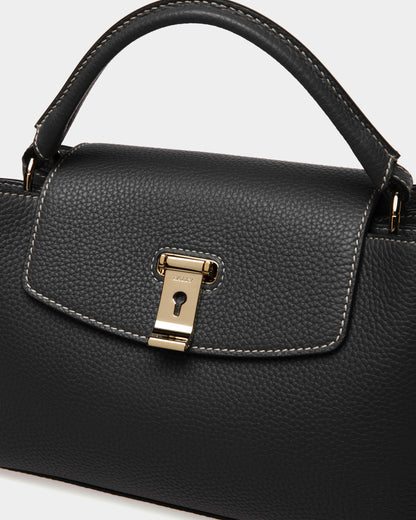 Layka Leather Top Handle Bag In Black