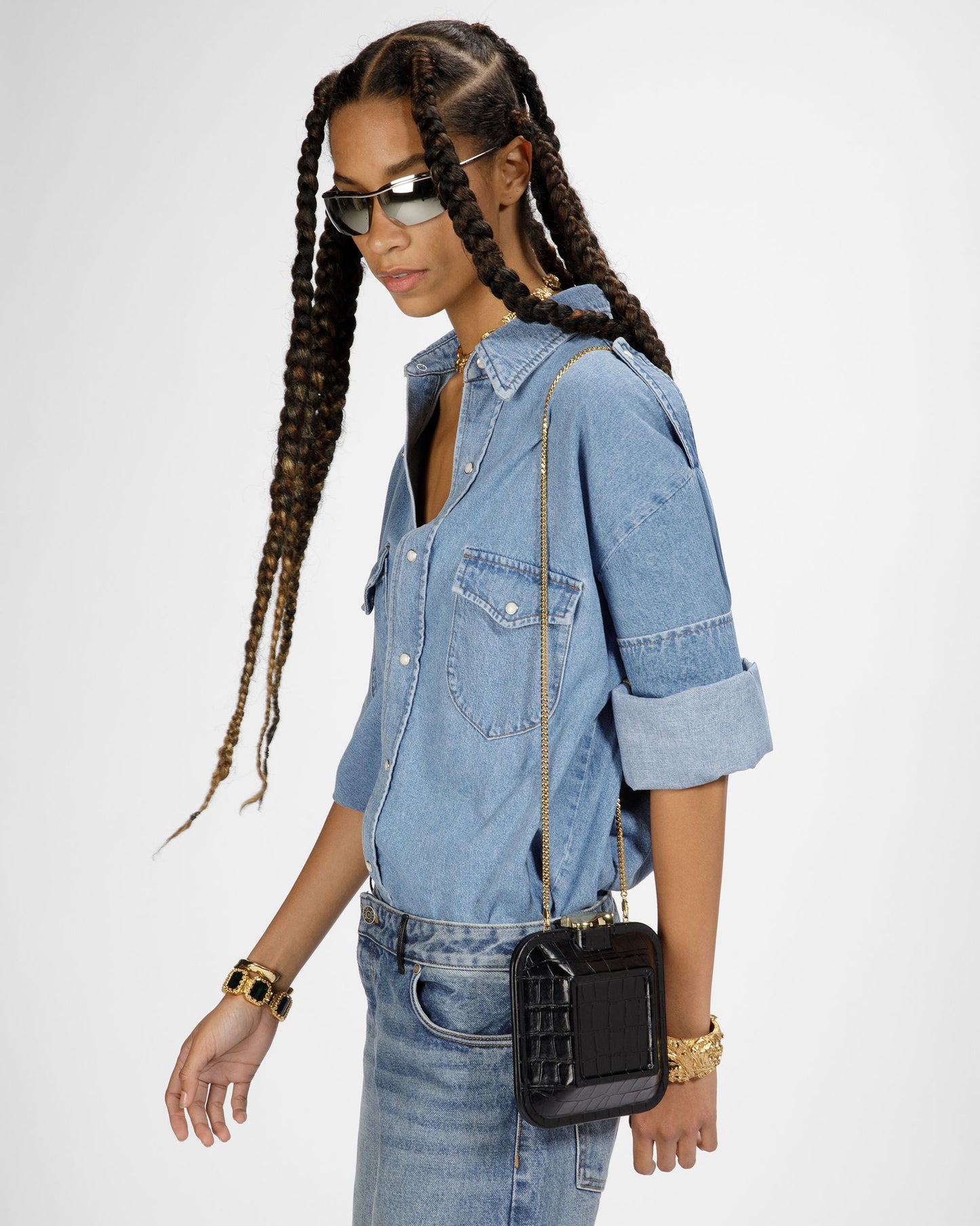 To Go Minibag In Crocodile Embossed Leather