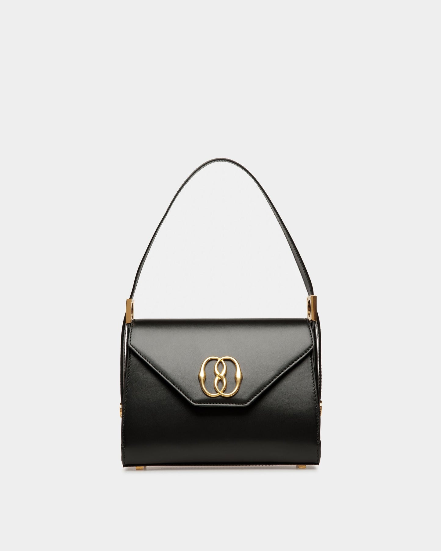 Emblem Top Handle Bag In Black Leather