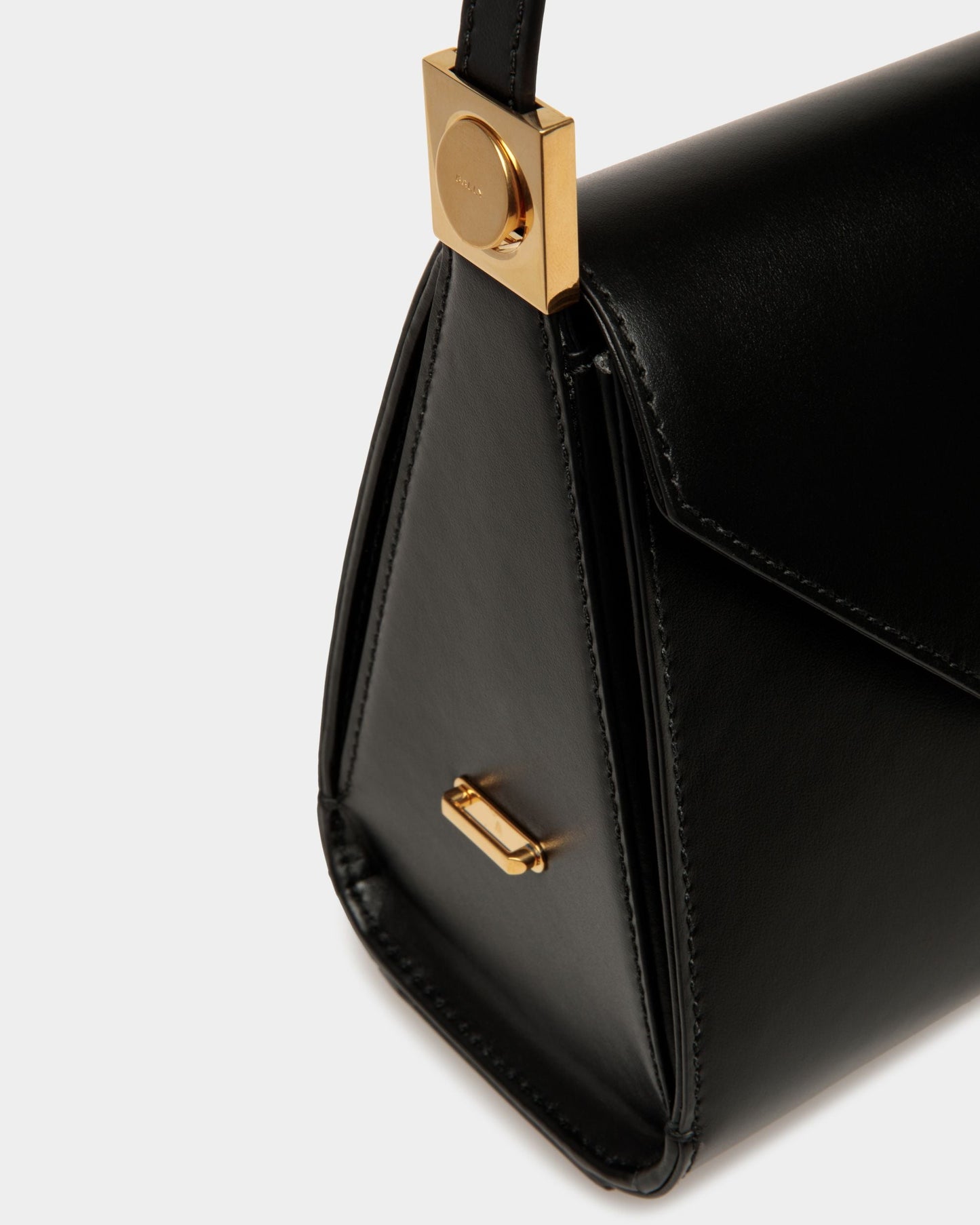 Emblem Top Handle Bag In Black Leather