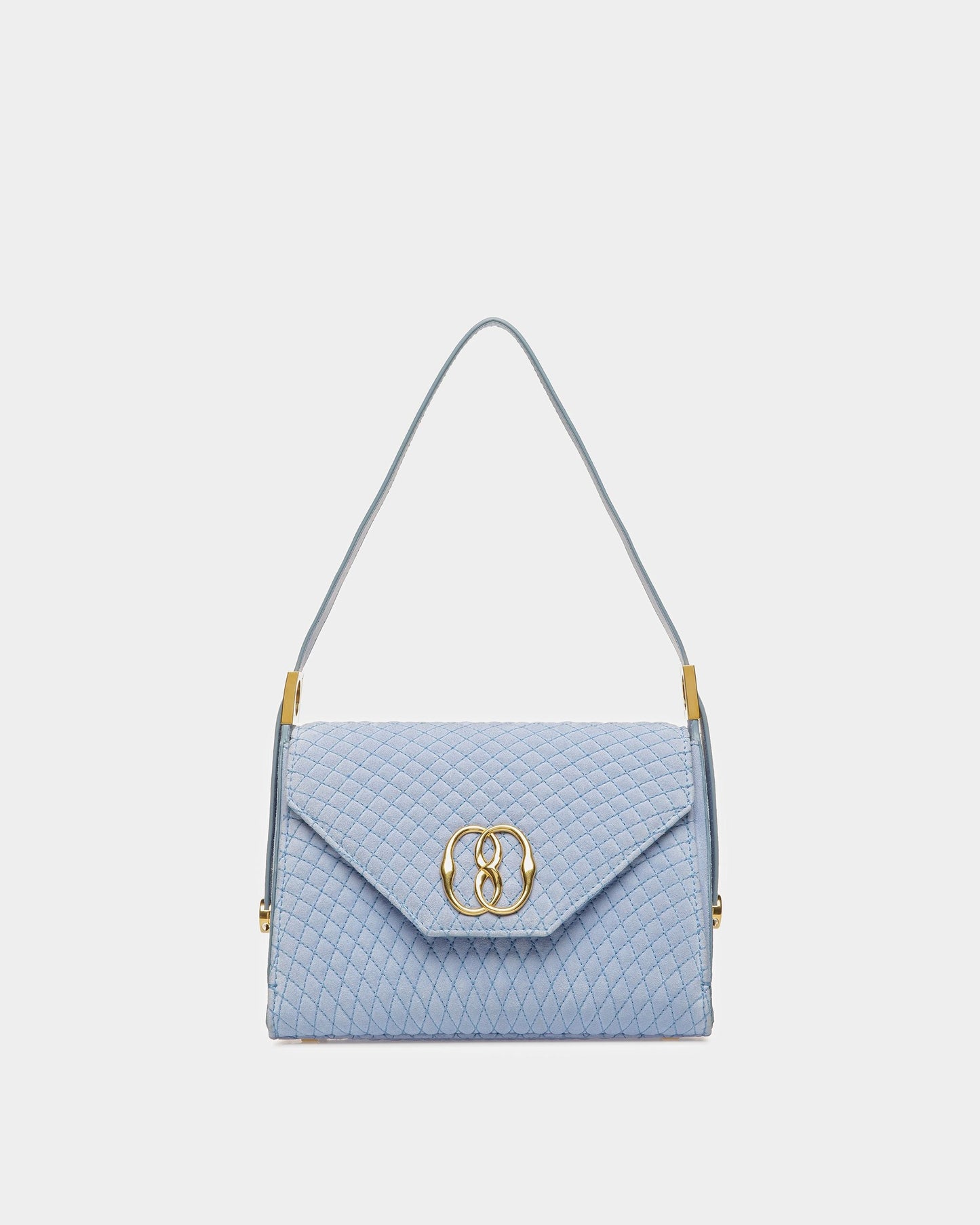 Emblem Top Handle In Quilted Suede