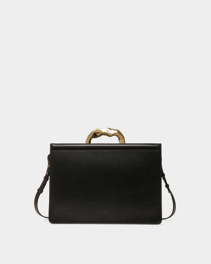 Baroque Top Handle Bag In Black Leather