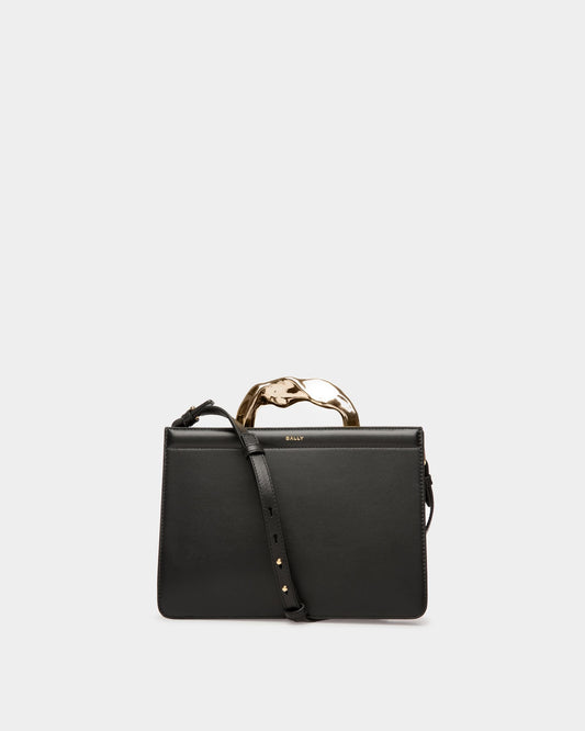 Baroque Top Handle Bag In Black Leather