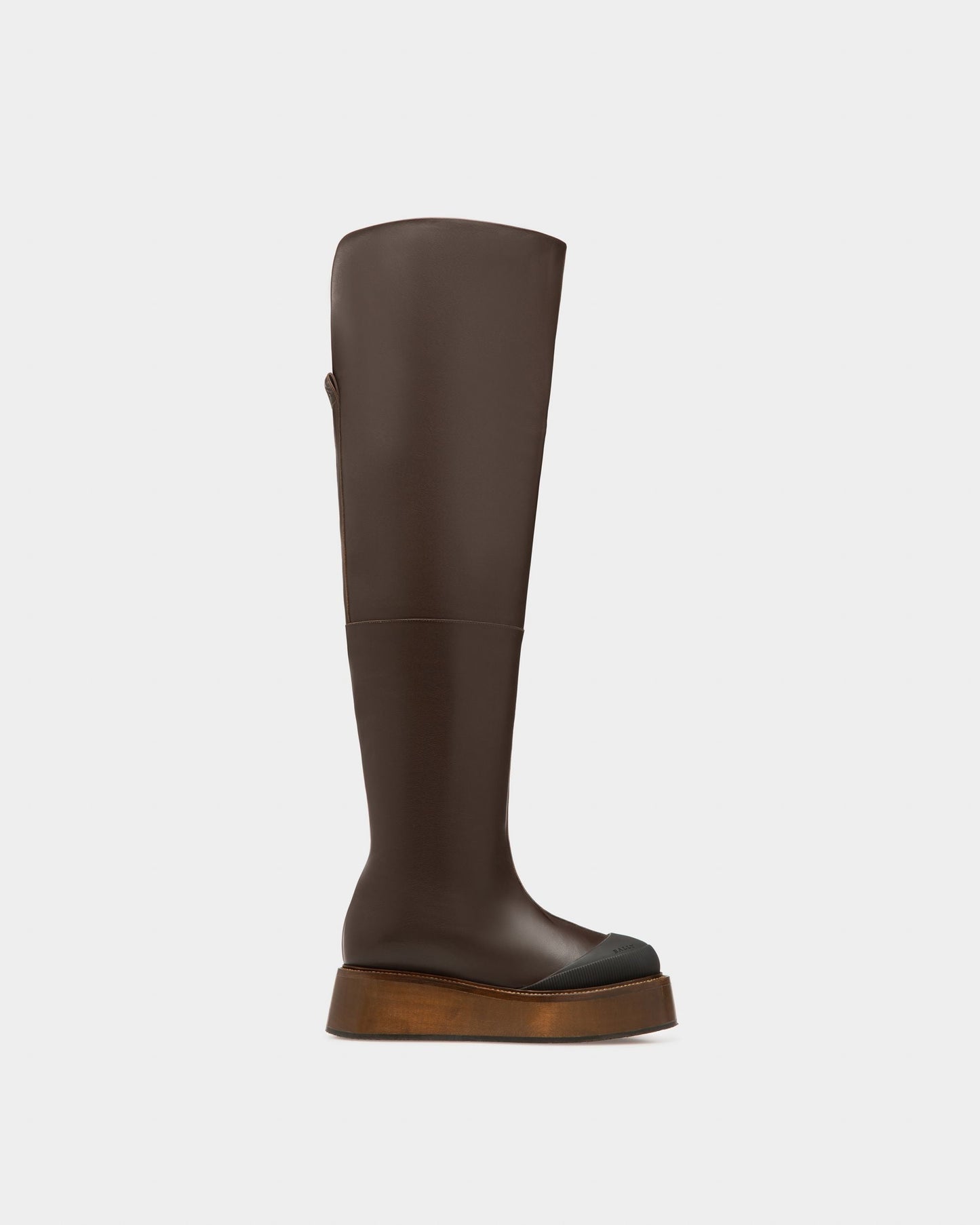 Irenne Leather Long Boots In Ebony Brown